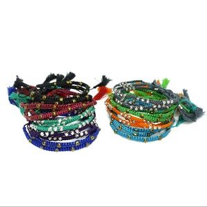 3 Tassel Bracelets with Stone Accents 💙💚🧡